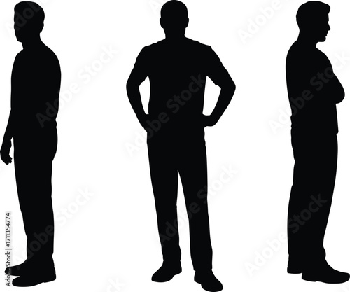 Wallpaper Mural Standing Man Silhouettes, Male Figure in Various Poses, Adult Men with Arms Crossed and on Hips Vector Illustration Torontodigital.ca