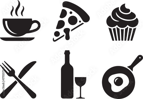 Food and drink icons for restaurant and cafe menus