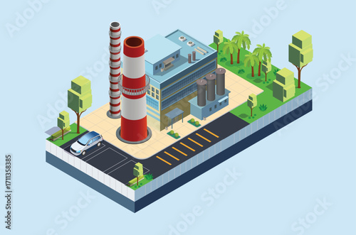 Isometric charging station for super fast electric vehicles using solar panels and lots of charging points., Suitable for Diagrams, Infographics, And Other Graphic asset