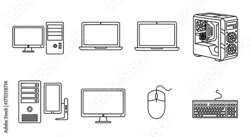 Digital Devices Line Art Icons Collection