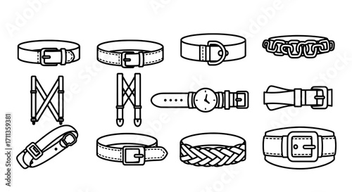 Belt and Watch Accessory Lineart Collection