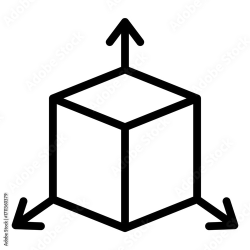 rotating 3d model outline icon for object preview view