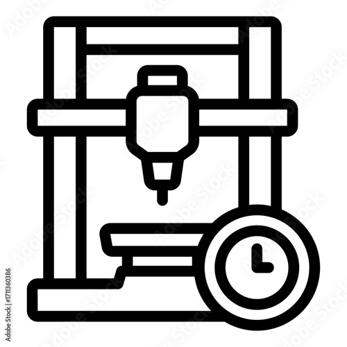 printing duration outline icon for tracking time usage