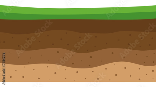 grass underground with different layers soil flat color vector illustration template design