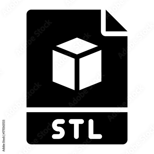 file format glyph icon for stl object in 3d printing
