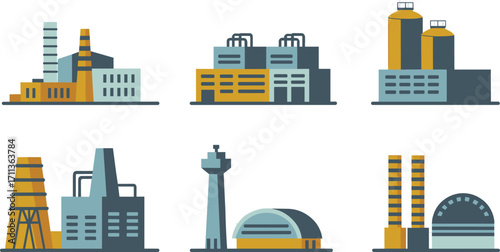 Industrial buildings, factory, refinery, power plant, storage tanks, research facility, manufacturing plant, energy production, oil refinery, chemical plant, infrastructure, industry, 
