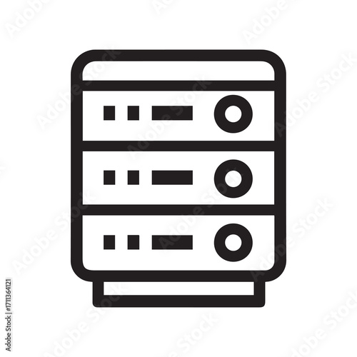 Server Rack Icon Outline Data Storage, Network, Hosting Symbol Isolated