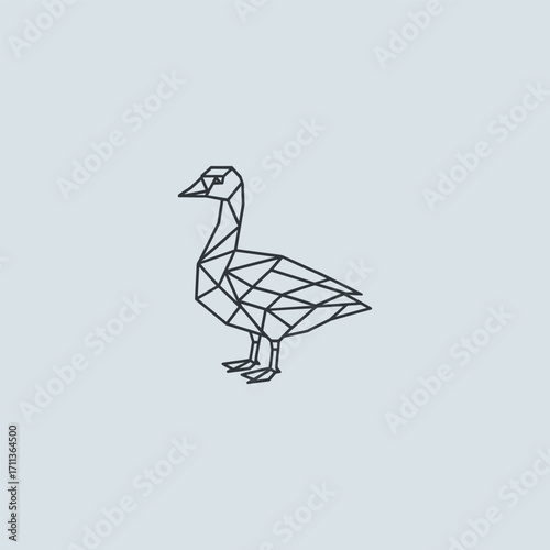 Goose line art minimalist bird logo design.