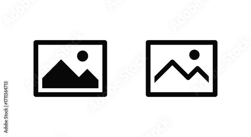 Black and white icons representing images with different internal shapes