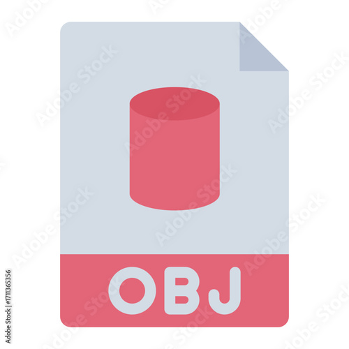 object file flat icon for exporting 3d model structure