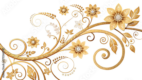Golden Ornate Floral Vine