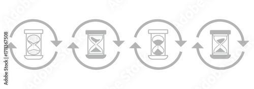 Hourglass icon set. Sand watch and sandglass, timer and watch symbol. timer symbol, time management, countdown, deadline, sand clock, minimalist design, productivity, business concept. eps 10