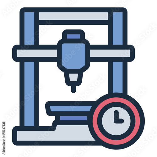printing duration filled line icon for tracking time usage