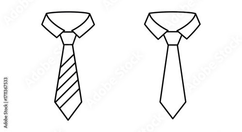Simple black and white illustration of two different tie designs