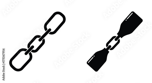 Black and white illustration depicting a chain link and a padlock symbol