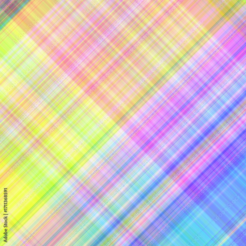 Diagonal plaid pattern with soft pastel rainbow colors