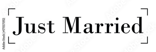 just married hand lettering phrase. vector brush calligraphy text design isolated on white background. vector illustration. Eps 10.