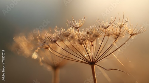 Dried wildflowers in golden sunlight