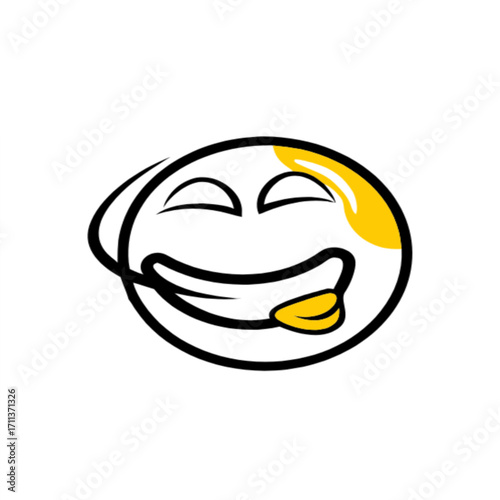 Laughing smiley face with tongue out, pure joy and fun