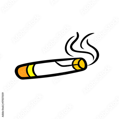 Cartoon Cigar with Smoke, Perfect for Relaxation and Leisure Time