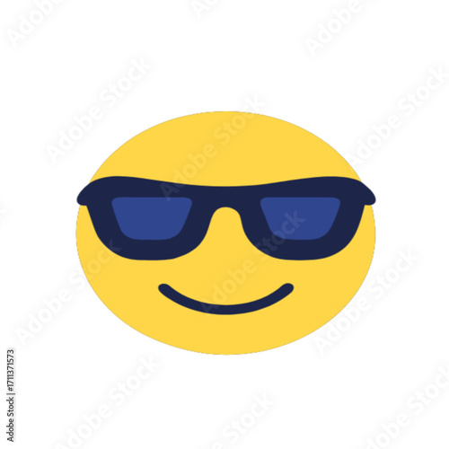 Cool smiley emoji wearing sunglasses, confident and relaxed