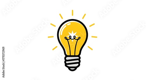 Cartoon Light Bulb Clip Art Illustration, Idea Concept