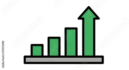 Rising Bar Chart and Upward Arrow Clip Art Representing Growth and Success