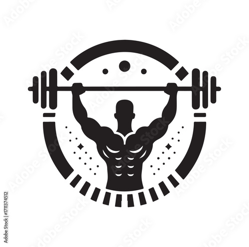 Gym logo and silhouette black on white background