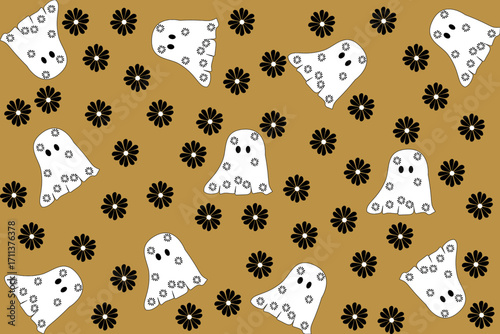 seamless pattern with ghost