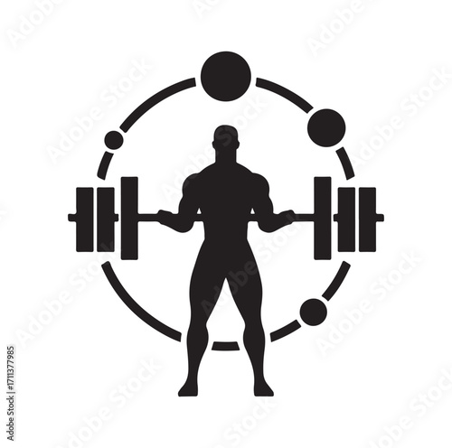 Gym logo and silhouette black on white background