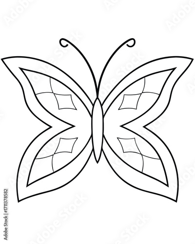 Elegant butterfly outline with geometric wing patterns