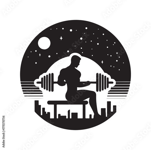 Gym logo and silhouette black on white background