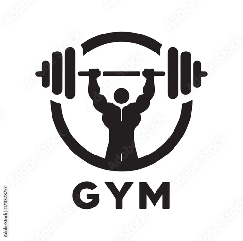 Gym logo and silhouette black on white background