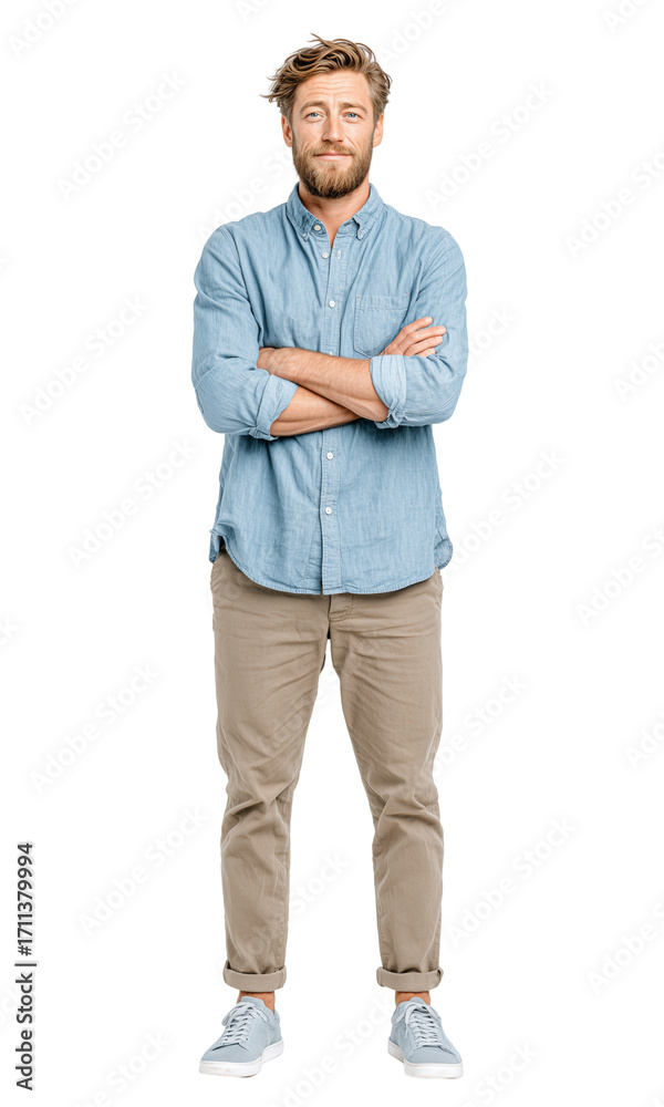 Fototapeta premium full body of Male office worker Cut out on transparent background