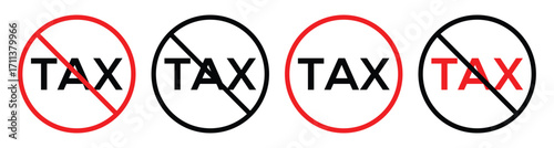 No Tax Icon – Tax Free Sign and Tax Boycott Concept Vector Illustration.