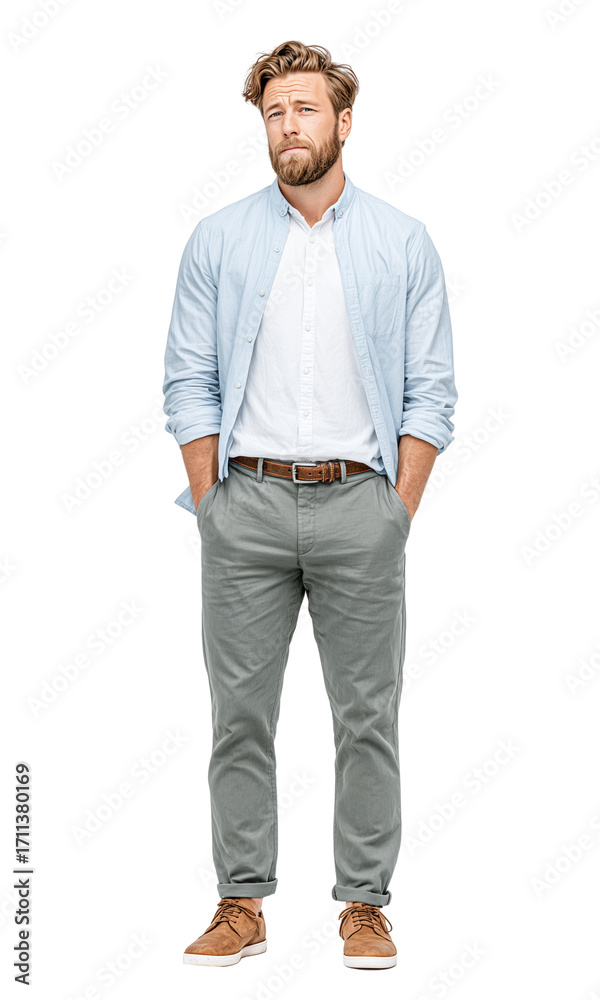 Fototapeta premium full body of Male office worker Cut out on transparent background