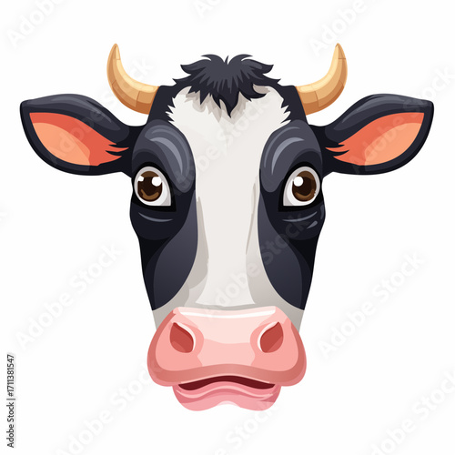 Dairy cow head illustration, perfect for farm themes and designs
