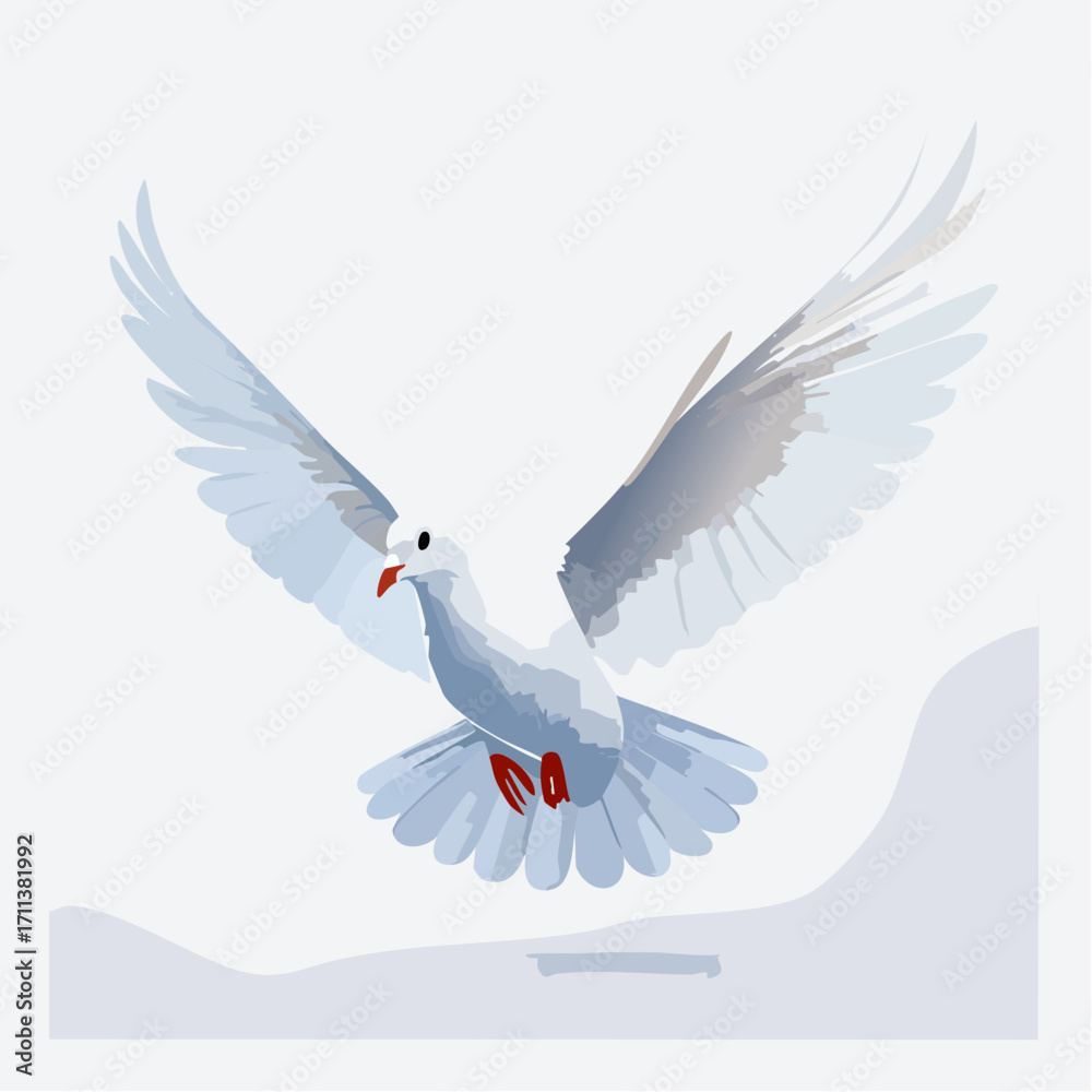 Fototapeta premium Dove flying elegantly, spreading peace and hope gracefully today
