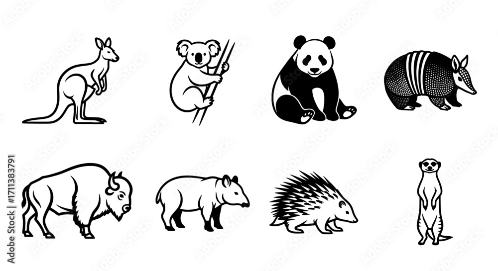 Obraz premium Diverse Wildlife Collection of Exotic Animals
