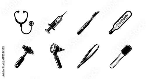 Medical Instruments Clipart Set Healthcare and Doctor Tools