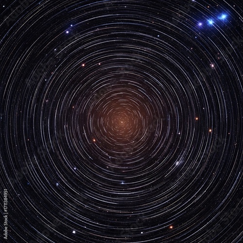 Starry Night Sky, Concentric Circles, Cosmic View.