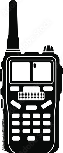 Silhouette of a walkie-talkie radio – communication device, emergency, security, and two-way radio concept.
