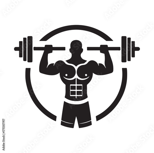 Gym logo and vector silhouette 