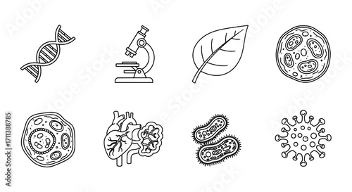 Scientific Research Icons Biology, Medicine, and Health Symbols
