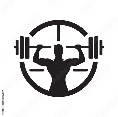 Gym logo and vector silhouette 