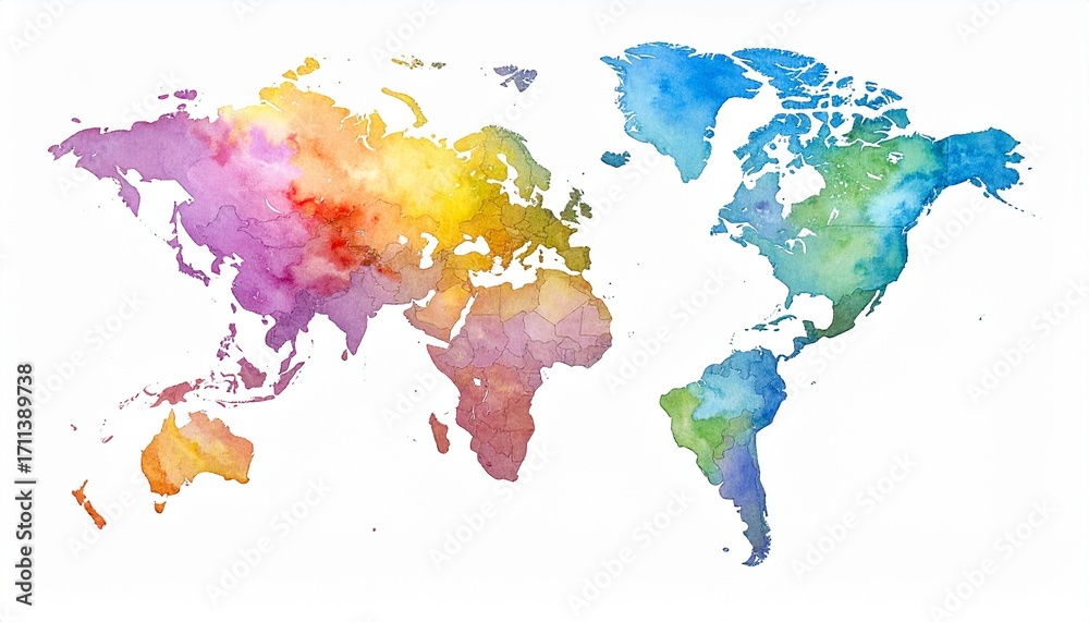 Obraz premium Abstract Watercolor World Map