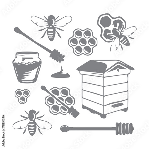 Beekeeping Honey Elements Set