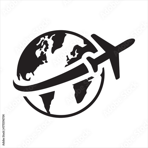 World or international travel, traveling on an airplane flat icon for apps and websites