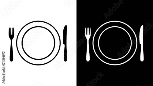 Minimalist place setting line art icons