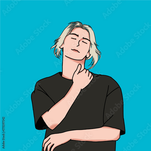 Relaxed Man with Blond Hair Illustration